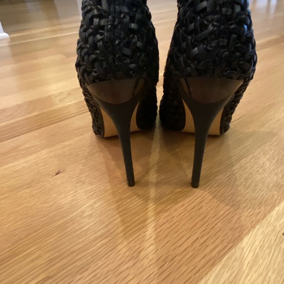 Zara Womens Black Open Toe Woven Fitted Ankle Boots w Stiletto Heels / Size 10 - Picture 3 of 15